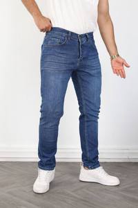 Jean slim extensible pour homme de haute qualité, coupe droite, taille mi-haute, denim délavé vintage, poids lourd, idéal pour le quotidien et le streetwear - Product Image 4