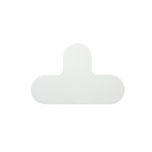 Nastro di segnalazione autoadesivo a T, lunga durata, con estremità arrotondate, per marcatura pavimenti, bianco, 90 mm, confezione da 50 - Product Image 1