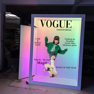 Cabina de fotos con marco de madera, material natural, fondo con impresión personalizada para bodas, eventos, fiestas, exhibición de fotografía. - Product Image 1