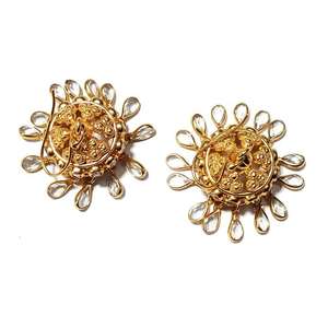 Boucles d'oreilles pendantes rondes en zircon taille poire pour femme, en argent 925 plaqué or, serties, pour mariage et cérémonie, bijoux plaqués or - Product Image 4