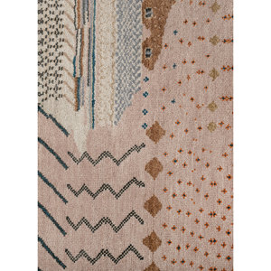 Tapis noués à la main en laine et soie de bambou à motifs géométriques Manchaha, rose et violet, pour usage domestique - Les-2938 - Product Image 3