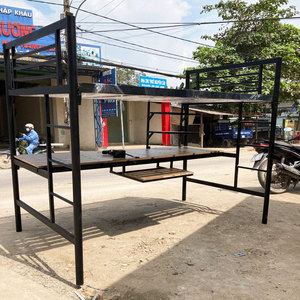 Cama Metálica de un Solo Nivel, Estilo Industrial, Multifuncional, con Base de Muelles y Escritorio para Estudiantes - Product Image 1