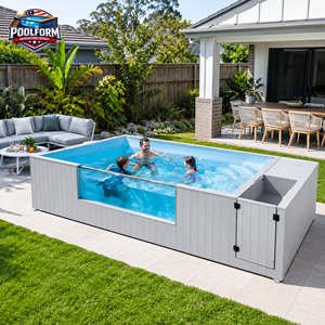 สระว่ายน้ำไม้ POOLFORM พร้อมฟังก์ชั่นน้ำตก สระสปาสำหรับใช้งานกลางแจ้งในสวนหลังบ้านสำหรับครอบครัว - Product Image 2