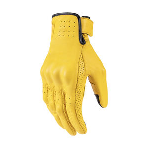 Gants d'équitation jaunes de protection professionnelle en cuir respirant pour motards avec écran tactile Design complet des doigts pour hommes - Product Image 2