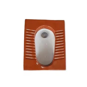 Magnifique casserole accroupie en céramique blanche en bois foncé brun royal placard à eau articles sanitaires de qualité d'exportation - Product Image 1