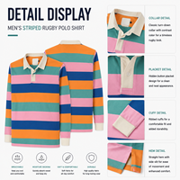 Camiseta de Rugby Personalizada para Hombre, Diseño de Rayas Teñidas con Hilo, 100% Algodón, Manga Larga, Polo Tejido Antiarrugas, Fabricante de Ropa Deportiva