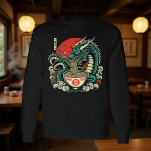 Camiseta de Manga Larga con Diseño de Dragón Ramen Kawaii Neko, Estética Japonesa, Producto Promocional - Product Image 3