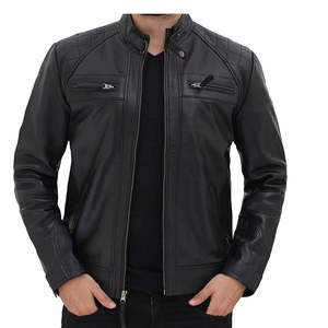Chaquetas de cuero Nueva chaqueta de bombardero de cuero de piel de cabra de moda hecha a medida Chaquetas de cuero de oveja genuina para hombres - Product Image 1