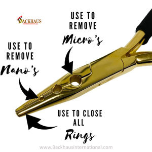 Professional <b>Hair</b> Extension Plier Multi-Function Gold Color Coated Black <b>Grip</b> Handle <b>Hair</b> Extension Pliers - Product Image 6