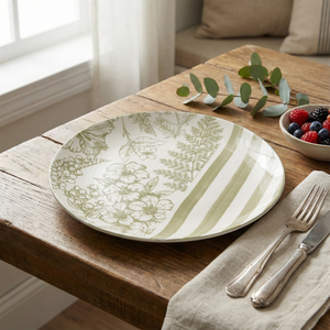 Ensemble de 2 assiettes à dîner en porcelaine Hazel, 10,8 pouces, nouveau design, fond plat, vaisselle en céramique pour les fêtes, les mariages, les hôtels - Product Image 2