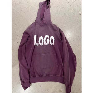 Sweat à capuche unisexe en molleton 100% coton, coupe classique, style streetwear vintage, effet délavé soleil et délavé à l'acide, effet usé, sans cordon, pour l'hiver - Product Image 5