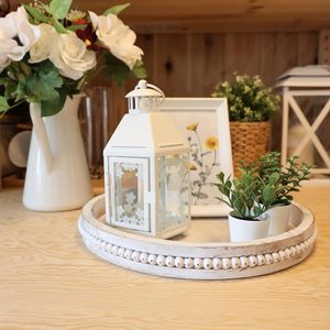 Plateau de service en bois blanc de luxe avec pièce de déclaration haut de gamme au design artisanal unique pour la décoration intérieure quotidienne et les événements - Product Image 1