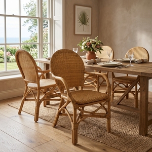 Modern Durable Rattan Dining <b>Chair</b> Armrests <b>Legs</b> Minimalist Design Eco-Friendly Indoor/Outdoor Furniture Stable Dining - Product Image 2