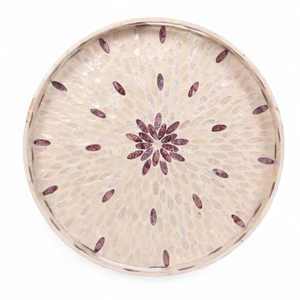 Plateau en nacre fait à la main, plateau de service décoratif, incrustation de coquillages, naturel, écologique, pour table et étagère - Product Image 3