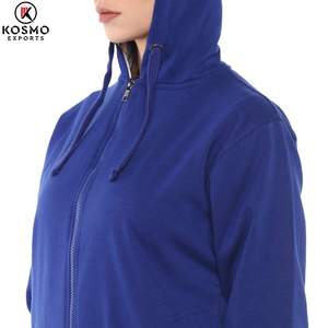 เสื้อมีฮู้ดแขนยาวผ้าคอตตอนผสมอบอุ่นมีซิปด้านหน้าและโลโก้ด้านหน้าปกสีเรียบแบบคลาสสิกฤดูหนาวของผู้หญิง - Product Image 5