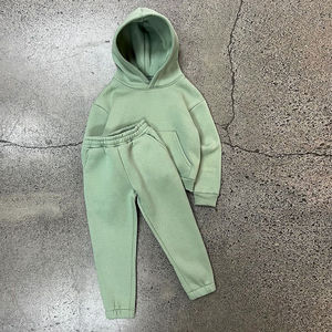 Poids lourd enfants polaire survêtement français éponge survêtement chaud Chenille Patch couleur unie hiver correspondant plaine survêtements - Product Image 4