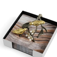 Table Top Aluminium Porte-Serviettes Fleur Oiseau Style Doré Couleur Porte-Serviettes De Luxe Qualité Premium