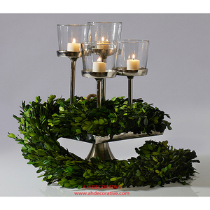 Modern Design Handmade Christmas Candlestick <b>Holder</b> Glass Votive Metal Plate Base with 3 Arms Decorative Pillar <b>Candle</b> <b>Holder</b> - Product Image 5