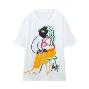 Camisetas de Mujer de Alta Calidad, Estilo 2026, Verano, Estampado Ecológico, Corte Ajustado, 100% Algodón, Casual, Cómodas - Product Image 1