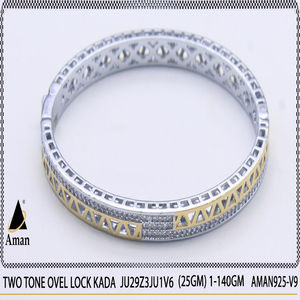 Brazaletes de Lujo Hechos a Mano para Mujer, Kada de Plata Pura con Acabado Mate Antiguo, Piedra de Circonio, 25 g de Peso, Adornos RG - Product Image 2