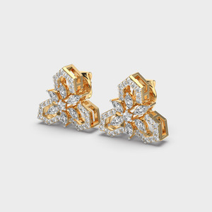 Floral Marquise 0.58ct Lab Grown <b>Diamond</b> <b>Earrings</b> in 18Kt Yellow Gold - Product Image 2