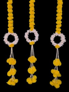 Artificial Marigold And Jasmine Garland With Hanging Bunches Indian <b>Decoration</b> For Wedding Diwali Mandap Decor Karthigai Deepam - Product Image 3