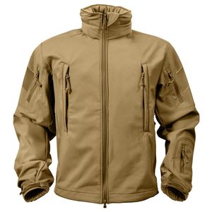 Chaqueta Táctica Softshell Color Coyote Marrón con Capucha, Múltiples Bolsillos y Parche de Velcro - Product Image 2