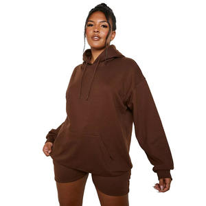 Sudadera con capucha y cuello redondo de algodón GSM 100% personalizada unisex, sudadera en blanco de talla grande con estampado térmico para mujer - Product Image 5