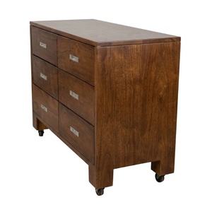 Armoire de chambre à coucher fonctionnant également comme table de chevet, commode en teck pour aménager une maison minimaliste. - Product Image 5