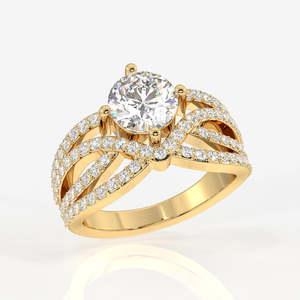 Round Cut Moissanite Diamond <b>Cocktail</b> <b>Ring</b> 18K <b>Gold</b> Elegant and Luxurious - Product Image 3