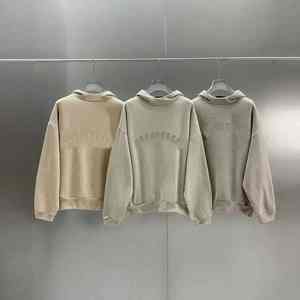 Sudadera con capucha clásica de doble línea mezclada de algodón para hombre, Sudadera con capucha de felpa con lavado ácido y logotipo de letras bordadas para High Street Spring - Product Image 6