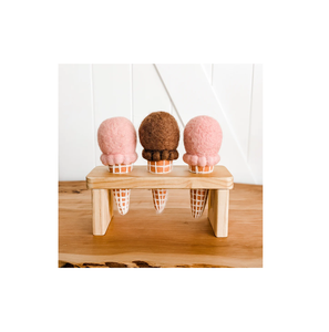 Support de crème glacée en bois rond à 3 trous pour cornet de crème glacée présentoir en bambou pour accessoires de fête produit de la meilleure qualité - Product Image 4