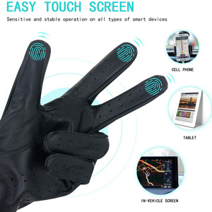 Gants de conduite professionnels en cuir d'agneau italien pour hommes avec logo personnalisé Gants en cuir uni pour les voyages d'hiver - Product Image 2