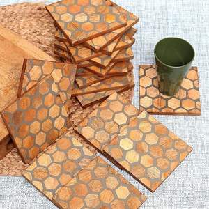 แผ่นรองแก้วไม้ทำมือสไตล์โบฮีเมียน พิมพ์ลาย เป็นมิตรกับสิ่งแวดล้อม ผิวขัดเงา คุณภาพสูง สำหรับใช้กับโต๊ะกาแฟและโต๊ะอาหาร - Product Image 6