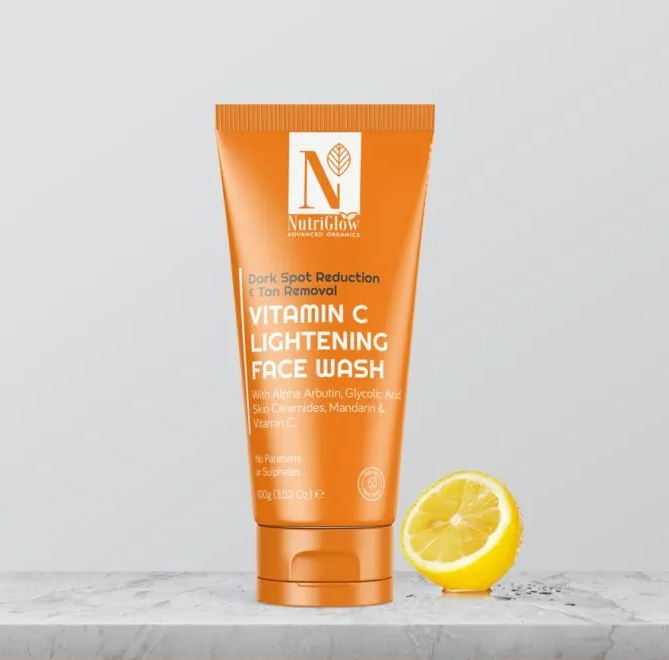 Organic Vitamin C Lightening Face Wash for Dark Spots Reduction & Tan Removal | Wholesale Bulk OEM Private Label Available by NUTRIGLOW COSMETICS PRIVATE LIMITED