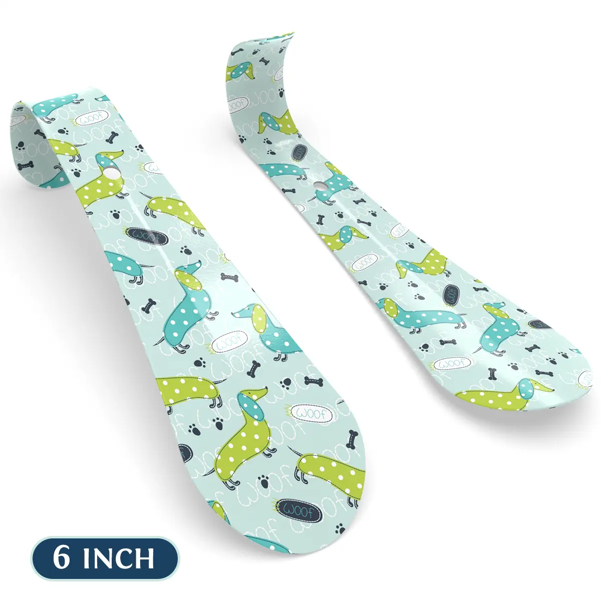 Dog Owners Shoe Helper 6"  15cm  : High Margin Shoe Spoon : Abstract Green Dog Design : Gifts For Dog Lovers : New Products 2022