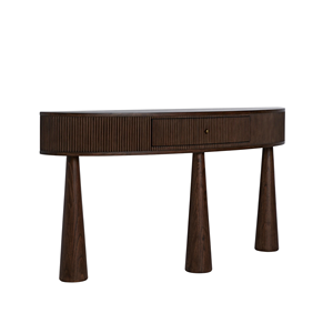 Table console en bois avec tiroir cannelé, table d'entrée en bois massif, table longue minimaliste pour salon et hôtel - Product Image 2