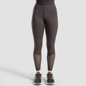 All in Ladies Casual High-Waist Breathable Seamless Knitted Spandex and Nylon Leggings with Logo Pattern Charcoal Color - Product Image 2