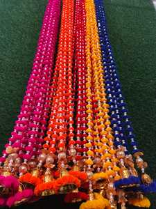 Guirnaldas de diseñador multicolor hermosos fondos con campana cadena hecha a mano gotas traseras para boda fiesta Haldi Diwali decoración del hogar - Product Image 4