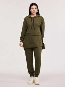 Conjunto de Dos Piezas de Suéter Tejido Ligero y Transpirable con Estampado Colorido Informal de Otoño Invierno para Mujer Talla Grande - Product Image 5