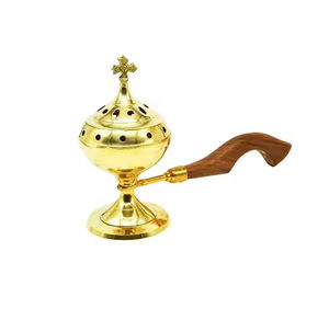 Incensario de Latón Pulido de Lujo con Mango de Madera para un Agarre Seguro - Product Image 1