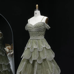 Robe de bal de luxe Jancember LSZ385 vert sauge, richement ornée de perles, à volants, pour <span class=keywords><strong>soir</strong></span>ée - Product Image 5
