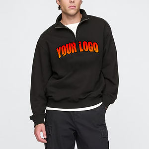 เสื้อกันหนาวแขนยาวแบบรูดซิป100% คอปกตั้งทรงโอเวอร์ไซส์ทำจากผ้าฝ้ายผ้าฟลีซแบบกำหนดเอง - Product Image 1