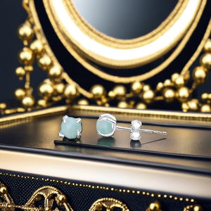 Boucles d'oreilles pierre de naissance de décembre faites à la main goujon en Amazonite brute 5-7mm véritable pierre précieuse plaqué or bijoux en argent pour femmes cadeau - Product Image 4