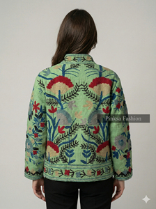 Veste universitaire en velours de coton tricoté, broderie florale bohème, anti-rides, écologique, coupe-vent et respirante, pour l'hiver et l'automne - Product Image 6