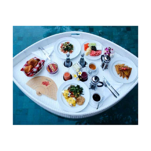 Plateau en rotin flottant fait à la main pour salle à manger, piscine ou plage, plateau de service de piscine en rotin de qualité durable - Product Image 5