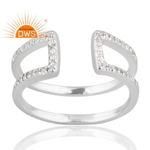 แหวนพลอยบุษราคัมสีขาวธรรมชาติเงินสเตอร์ลิงขายดีเครื่องประดับดีไซน์ตามต้องการ - Product Image 1