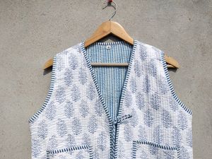 แจ็กเก็ตผ้าฝ้ายแขนสั้นสำหรับชายหญิง, สไตล์โบฮีเมียนแขนสั้นสำหรับใส่ได้ทั้งชายและหญิง - Product Image 2