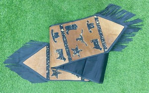 Classic Leather Dining Table <b>Runner</b> Acid Wash Hairon Laser Cut Cow Logo Decor Western Customized Leather Dining Table <b>Runners</b> - Product Image 5