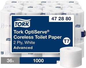 Rouleau de papier toilette Tork Coreless haute capacité T7, blanc, 2 plis, 1 000 feuilles/rouleau, 36 rouleaux/caisse (472880) - Product Image 6